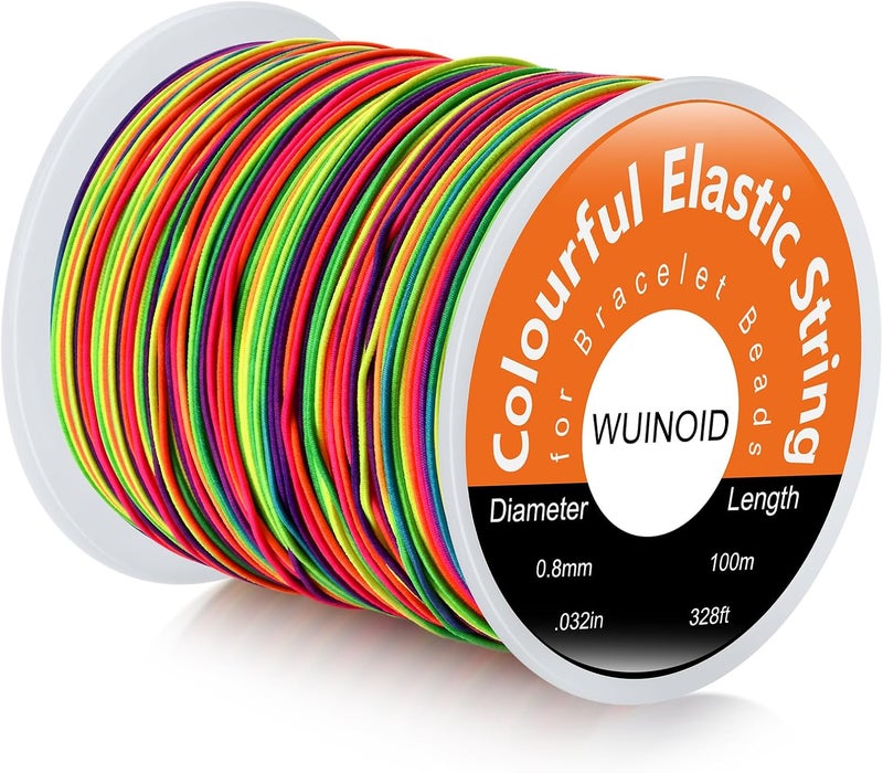 WUINOID Bracelet String 0.8 mm, 328 ft Friendship Elastic String for Bracelet Making, Colourful Stretchy Bracelet Beads Cords & Threads, for Necklaces, Jewelry Making, Beading and Crafts, - Image 1